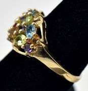 Colorful Amethyst, Citrine, Topaz, Garnet, and Peridot Ring in 10k Yellow Gold