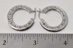 Blue Diamond Hoop Earrings in Sterling Silver