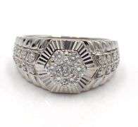 10kt White gold 0.50ctw diamond cluster Rolex style ring