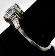 Round Cut CZ Stone Ring in Sterling Silver