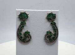 Handmade Elegant Earrings with 5.0ct Natural Colombian Emeralds & 1.5ct Diamond Accents