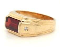 Tasteful Man's 14zk yg Ring with Rectangular Garnet
