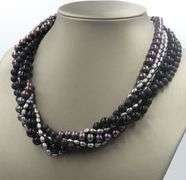 Multi strand black onyx and pearl necklace