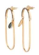 New 0.40ctw Brown and Irradiated Blue Diamond Open Oval Drop Earrings in 14K