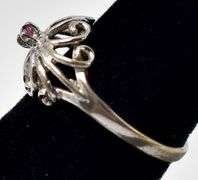Cute Ornate Ring with Pink Gemstone in Sterling Silver