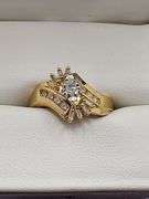 14k yellow gold diamond wedding band, size 7.5 -4.5 gr
