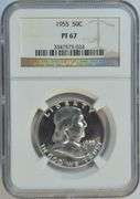 Superb Gem Proof 1955 Franklin Half Dollar. NGC PF67
