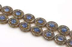 Fabulous 24.00CTW  Oval Cabochon-Cut Kyanite & 8.5CTW Diamond Bracelet in 14K Yellow Gold Over Sterl