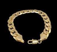 Strong 36.2 Gram 14 Kt Gold Plate Cuban Link Bracelet