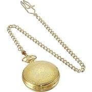 14K Gold-Plated Mechanical Skeleton Pocket Watch
