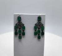 Handmade Elegant Earrings with 8.0ct Natural Colombian Emeralds & 0.5ct Diamond Accents