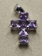 Over 5ctw Violet Sapphire on 14k white gold  cross pendent