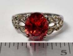 Bright Red Gemstone Ring in Sterling Silver