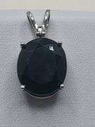 Over 5ctw Black Sapphire on 14k white gold pendent