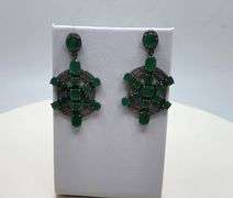 Handmade Elegant Earrings with 11.0ct Natural Colombian Emeralds & 1.5ct Diamond Accents