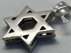 14K White Gold Star of David Pendant