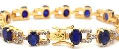 Enchanting 21.00CTW Oval Faceted Blue Sapphire & 2.00CTW Diamond Bracelet in 14K White & Yellow Gold