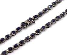 Darling 17.07CTW Oval Emerald-Cut Blue Sapphire & 5.00CTW Diamond Tennis Necklace in 14K White Gold 