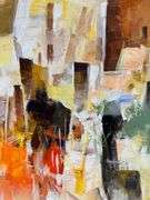 Abstracted Mediterranean Village Painting