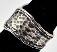 Hammered Texture Thick Band Ring in Sterling Silver