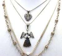 Vintage 925 sterling silver group lot of 4 pendants on chains