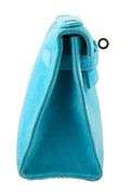 Hermes Kelly Doblis Mini Turquoise Suede Clutch W/Dustbag