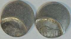 Pair of dramatic Gem BU 50% off-center Jefferson Nickels