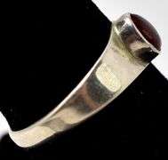 Cute Simple Band Ring with Orange Stone in Sterling Silver