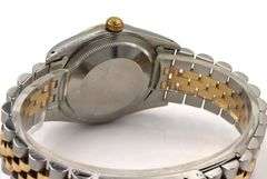 Rolex Date just 2 tone 36mm on black stick dial watch