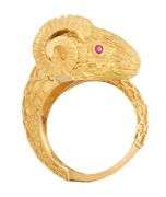 Lalaounis Ram 0.06ctw Ruby Eyes and 0.03ct Diamond Collar Ring in 18K