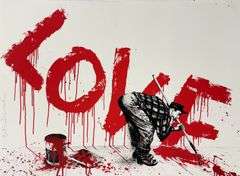 Highly Collectible Mr. Brainwash Screenprint Signed All You Need Is Love with Thumbprint