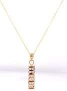 14kt Yellow gold 0.70ctw diamond bar pendant on chain