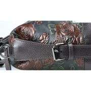 Vintage Embossed Rose Leather Satchel