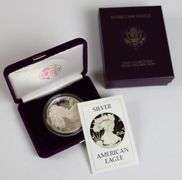 1986 S Proof Silver Eagles with Box and Paper.