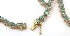 Enamoring 12.00CTW Oval Faceted Emerald & 5.00CTE Diamond Necklace in 14K Yellow Gold Over Sterling 