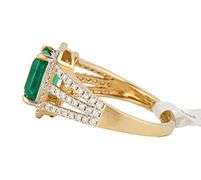 New 2.03ct Emerald Cut Emerald and 0.60ctw Diamond Frame Triple Shank Ring in 14K
