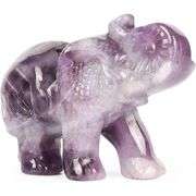 Hand Carved Amethyst Crystal Elephant