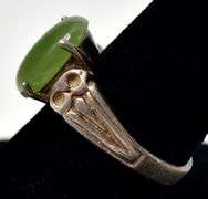 Green Gemstone Band Ring in Sterling Silver