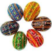 Set of 6 Hand-Painted Wooden Ukrainian Easter Eggs