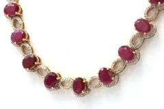 Inspiring Brand New European 40.00CTW Oval Emerald -Cut Rubies & 3.00CTW Diamond Necklace in 14K Yel