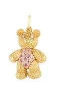 Robert Bielka 0.03ctw Diamond and 0.15ctw Pink Sapphire Teddy Bear Pendant in 18K