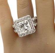 Platinum 7.27ct lab grown diamond halo ring