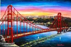 BEAUTIFUL GLDEN GATE BRIDGE  PAINTING ON CANVAS