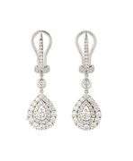 1.35ctw Diamond Double Frame Pear Shaped Dangle Earrings in 14K