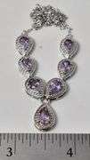 Amethyst Gemstone and Diamond Necklace in Sterling Silver