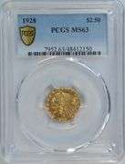 Amazing Choice BU 1928 $2.50 Indian Gold Piece. PCGS MS63