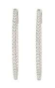 New 1.57ctw Round Diamond Inside Out Oval Hoop Earrings in 14K