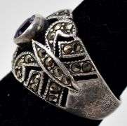 Amethyst and Marcasite Ring in Sterling Silver