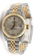 Rolex DJ 26mm silver diamond dial in fluted bezel on Jubilee bracelet watch
