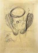 Rare Salvador Dali Pencil Signed Etching on Parchment Paper from 'Roi je t'attends à Babylone' suite